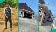 Nigerian man paints his new bungalow with unique colours in video, shows off fine exterior of house