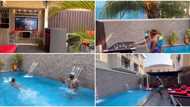 "I'll never be poor": Mr P, daughter chill in their private pool, singer plays snooker with her in cute video