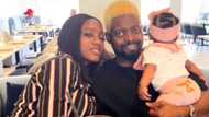 Adorable moment Basketmouth’s baby daughter stopped him from drinking water in funny video