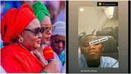 Aisha Buhari: First lady's critic spotted on the plane after leaving police custody