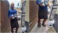 May God help her: Reactions as Nigerian lady hawks sanitary pads to make money despite her bad leg