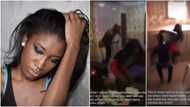 Nigerian man captured on camera as he flogs and chases lady out of his apartment (video)