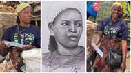 "She got N5k": Street artist draws kuli kuli seller, gives her free artwork plus N5,000 cash