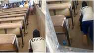 Reactions as video shows Nigerian university students crawling on all fours, sneaking into class