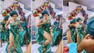 My Kind of girl: People salivate as Aso-ebi lady in green gown dished beautiful dance moves in stunning video