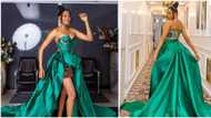 Moment skit maker Kiekie's lengthy gown made her fall off stage at award show, colleague says it's a prank