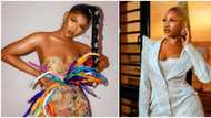 Celebrity birthday: BBNaija star Tacha sparkles in colourful feathered dress