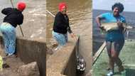 "Where is this place?" Courageous lady goes for fishing in big river, catches plenty fish in viral video