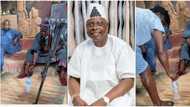 Actor Dele Odule chants incantations as he participates in bottle flip challenge, video stirs funny reactions