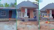 "Gift for my parents": Man builds beautiful house for his mum and dad, moves them From old building