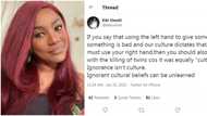 Actress Kiki Omeili compares left handedness to abolished culture of killing twins, fans react