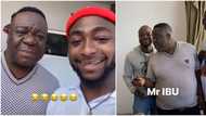 In video: Watch Nollywood actor Mr Ibu chill at singer Davido's mansion