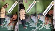 Nigerian man sprays girlfriend N20 notes on the bed in his 1 room, video stirs reactions
