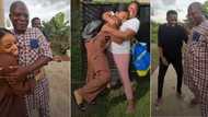 "We've known each other for 9 years": Man secretly returns to Nigeria with girlfriend, surprises parents in video