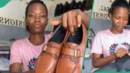 Young lady sends her shoemaking product to customer in Dubai, packages it in video