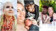 Oyinbo lady and Anambra husband welcome their baby, cute photo stirs reactions from Nigerians
