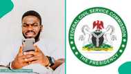 Federal civil service recruitment: Man displays message he got after submitting application