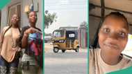 Lady and her friend enter keke that has 'television', video trends on TikTok