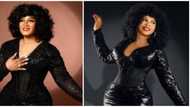 Actress Omotola Jalade Ekeinde's gorgeous black ensemble recreated by pretty lady