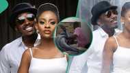 Sweet moment as comedian Bovi catches his wife, Kris, trying to give him a surprise visit from London