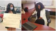 Female graduate who had hit the street with cardboard to beg for job finally gets one, shares office photo