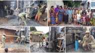 Corps member put smiles on villagers faces as he begins construction of 2 boreholes for them, photos go viral