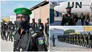 144 Nigerian police officers arrive to boost security in African country, photos emerge