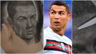 Art at its finest as barber draws stunning image of Cristiano Ronaldo with scissors; the hair is amazing (video)