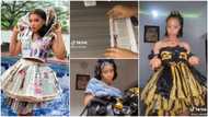 Nigerian lady recycles old newspapers & nylons, uses them to make beautiful gowns, rocks wears in videos