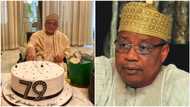 Ibrahim Babangida poses with his beautiful birthday cake as he clocks 79