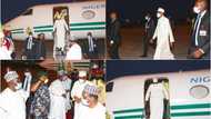 Photos emerge as President Buhari returns to Abuja after Saudi trip