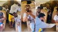 Actor Zubby Michael can’t contain his excitement as he takes his first ever private jet ride with Davido