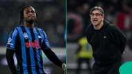 Ademola Lookman in heated exchange with Atalanta manager during UCL clash vs Marseille, video