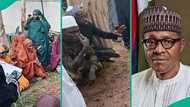 Buhari's death: Man reacts as 'household staff' of former President gather at graveside, photos trend