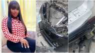 Actress Bewaji Oyediji's car wrecked inside her compound, blames neighbour and security man