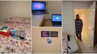 "Hard man in the mud": Nigerian man apologises to wife with sorry messages on 2 laptops and wall in cute video