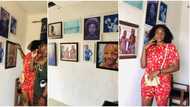 Nigerian lady opens art studio in the country, shows off lovely artworks as people celebrate her
