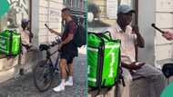 Nigerian food delivery man in Romania shares his work experience, says he likes the job