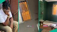 "Make I dey manage": Student rents self con for N1.6m, fixes walls after old tenant did 1 thing