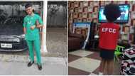 Nigerian dad dresses young daughter in EFCC outfit for her school career day, photo stirs hilarious reactions