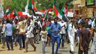 Hundreds rally in Sudan against coup, tribal violence