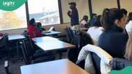 Nigerian lecturer teaching abroad makes funny backpedalling dance after student’s correct answer