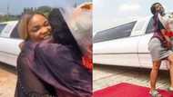 Iyabo Ojo' daughter cries after mother surprised her with white limousine, serenade and flowers on her 18th birthday (videos)
