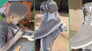 "Made in Kaduna": Talented shoemaker produces beautiful shoes that look like expensive Timberland