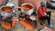 "And the food is very rich": Lady in tears as her jollof rice pours on the ground while she was cooking