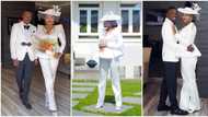 "Beautiful bride": Nigerian lady steps out for her wedding wearing trousers and Peplum Top, video goes viral