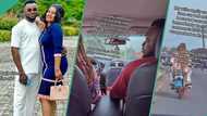 Nigerian woman angrily jumps down from car after husband corrected her driving style, video trends