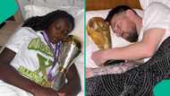 Super Falcons star mimics Lionel Messi’s viral World Cup photo after WAFCON victory