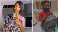 Tiwa Savage spends N743k on Christian Dior backpack for son Jamil (videos)