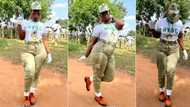 "This cloth fit you o": Female corper flaunts her perfect shape in NYSC khaki, photos capture attention